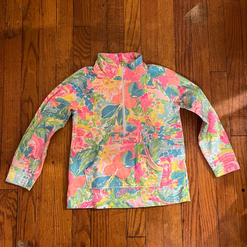 Lilly Pulitzer Pink and Blue Kids Swim Rashguard - Picture 4 of 17
